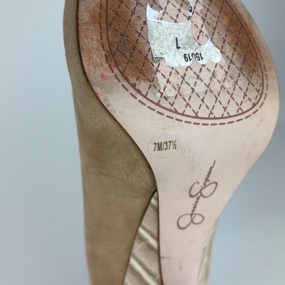 Chic Jessica Simpson Suede Pumps with Snakeskin Block Heels – Size 7.5 - Picture 12 of 13